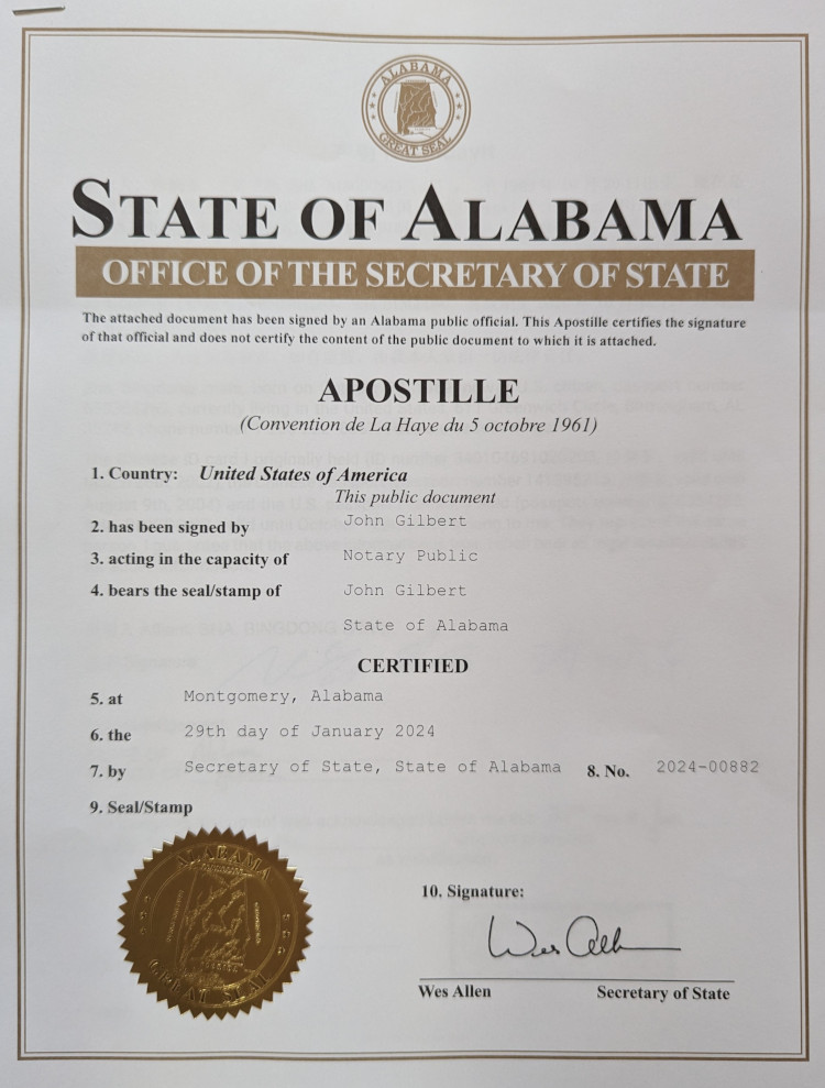 apostille Alabama